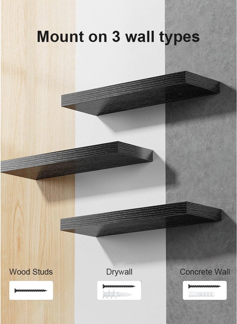 ميرتينج أرفف عائمة 3 قطع طقم أرفف حائط عائمة مزخرفة مثبتة على الحائط مع حوامل أنيقة غير مرئية للتخزين من الخشب الصناعي الحديث مع طلاء نهائي غير لامع لغرفة النوم والمعيشة - Image 5